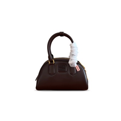 MIU MIU COGNAC ARCADIE LEATHER BAG 5BB191 (22*13*10.5cm)